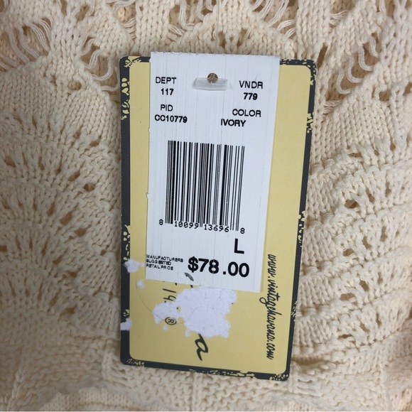 NWT Vintage Havana Knit Crochet Lace Dress Square Neck Sleeveless Coverup Dress - Picture 4 of 4